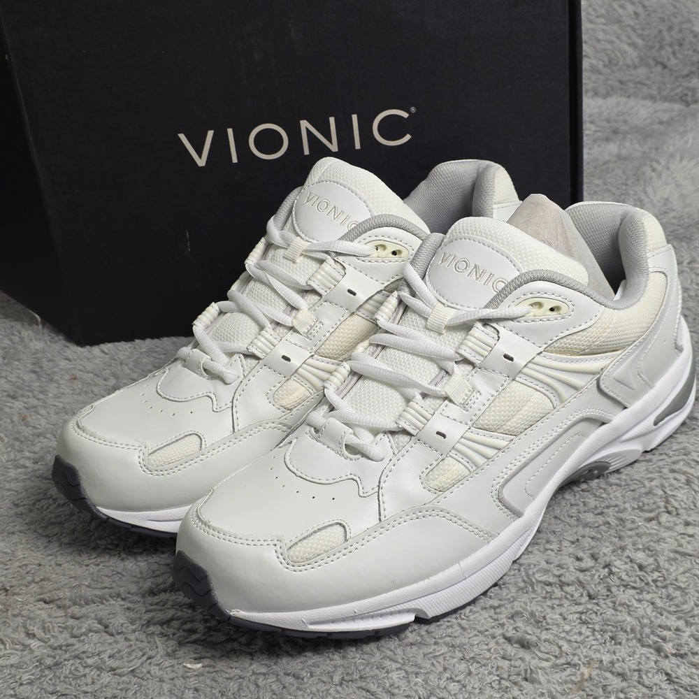 NEW Vionic 23Walk White Leather Walking Shoes Womens 13M EU 45 Orthopedic NIB